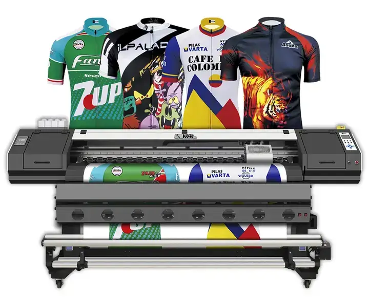 Dye sublimation machine and dye sublimation printing process for clothes